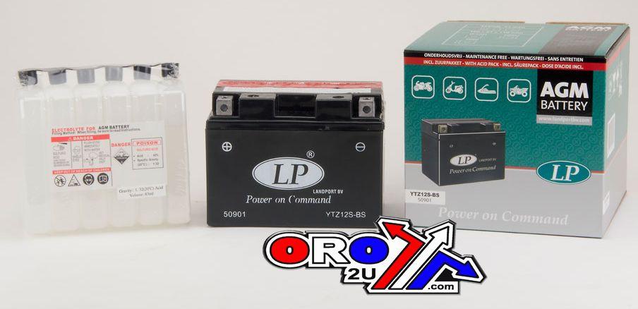 BATTERY LTZ12S-BS 12V MA.FREE, LANDPORT Maintenance Free, 50901 AGM, YTZ12S-BS, MA LTZ12S-BS