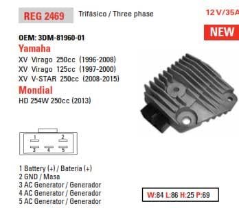 VOLTAGE REGULATORS YAMAHA 12V 35A DZE 02469-04, 3DM-81960-01 ESP2469