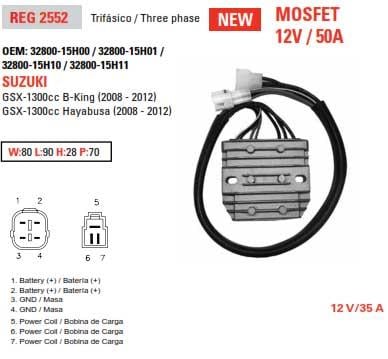 REGULATOR SUZUKI GSX-1300 08-12, 32800-15H00, 32800-15H01, 32800-15H10, 32800-15H11