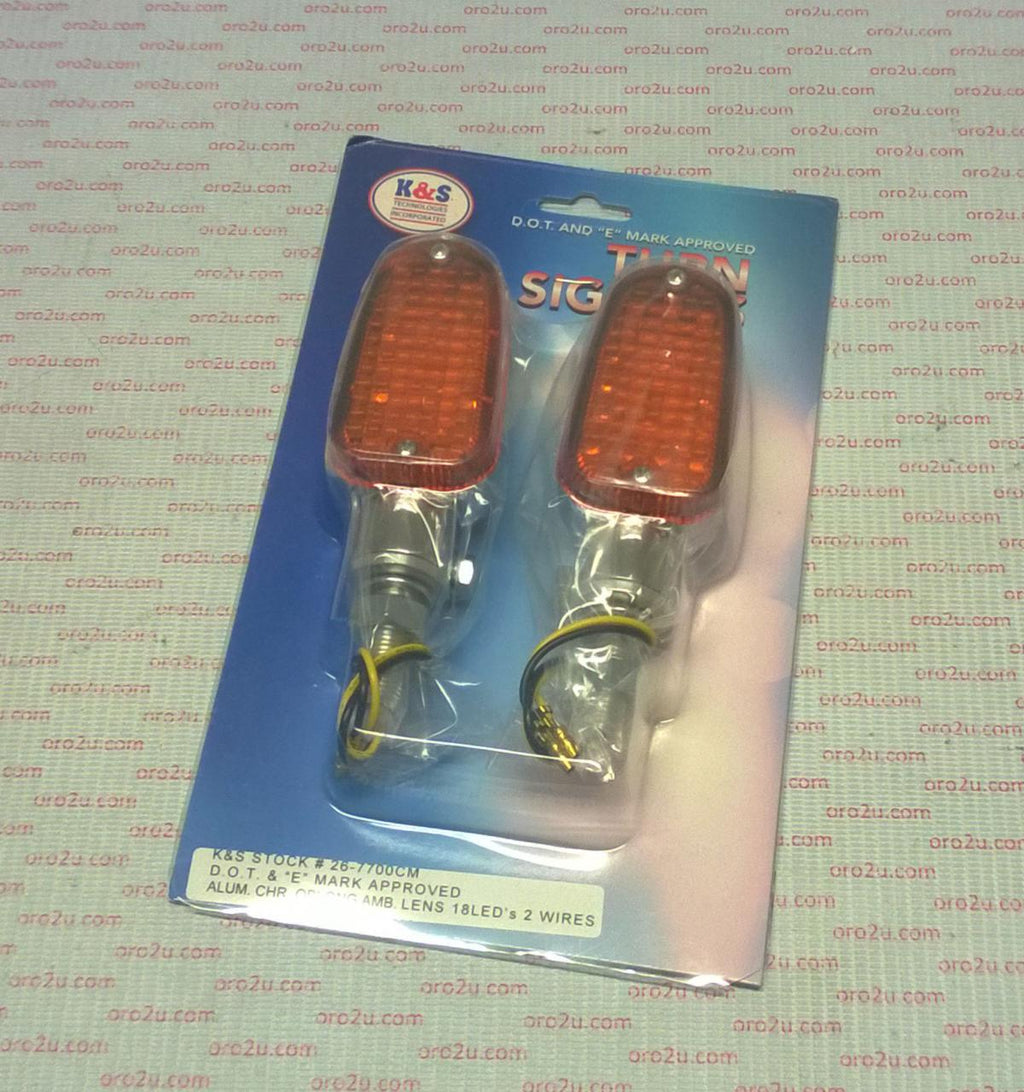 INDICATORS ALUMINUM CHROME SET/2, AMBER LENS, LED UNIVERSAL E MARKED, 2 WIRE, 26-7700CH