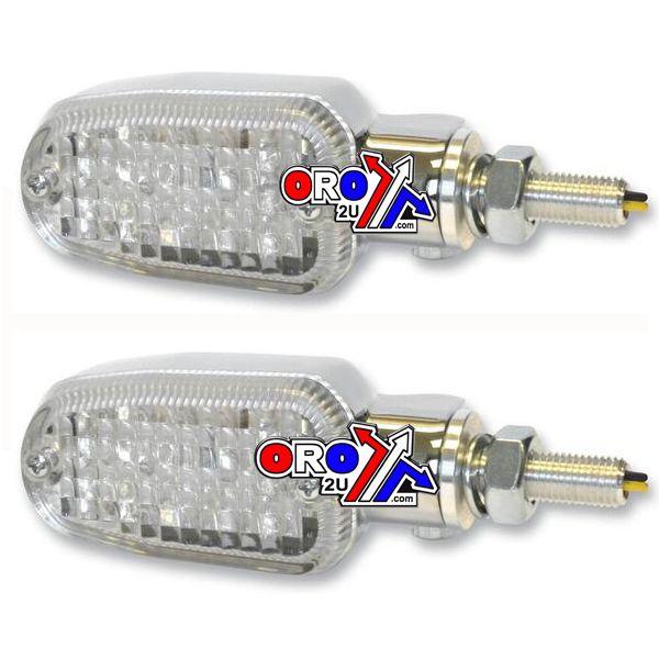 INDICATORS ALUMINUM CHROME SET/2, CLEAR LENS, LED UNIVERSAL E MARKED, 2 WIRE, 26-7704CM