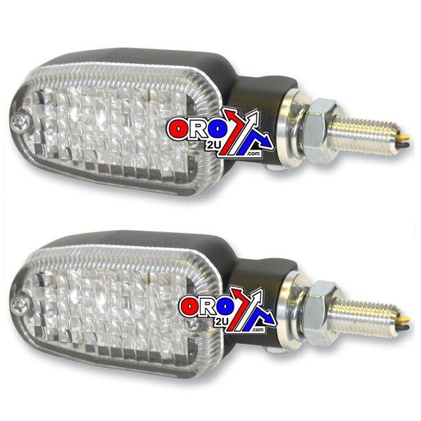 INDICATORS ALUMINUM BLACK SET/2, CLEAR LENS, LED UNIVERSAL E MARKED, 3 WIRE, 26-7705BK