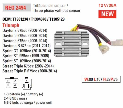 REGULATOR 12V 35A, TRIUMPH, DZE 02494-04