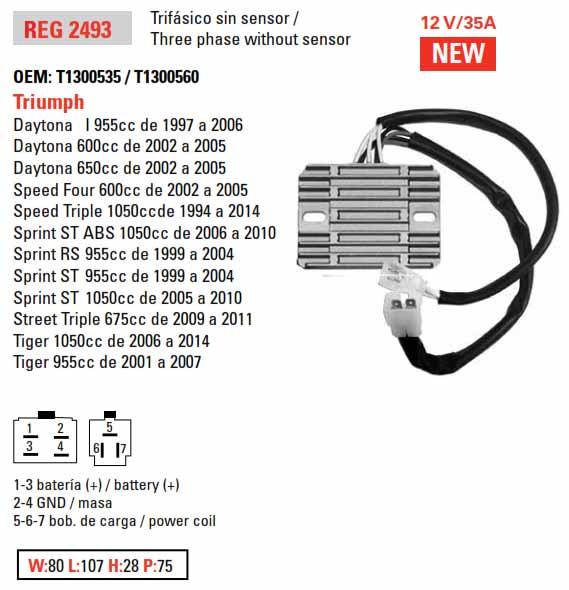 REGULATOR 12V 35A, TRIUMPH, DZE 02493-04
