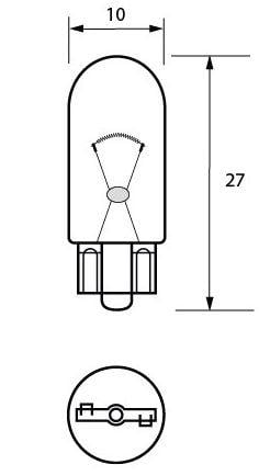 LIGHT BULB 12V 3W CAPLESS T10