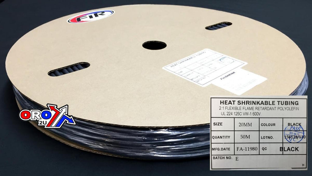 HEAT SHRINK TUBING 20mm x 50MT, BLACK