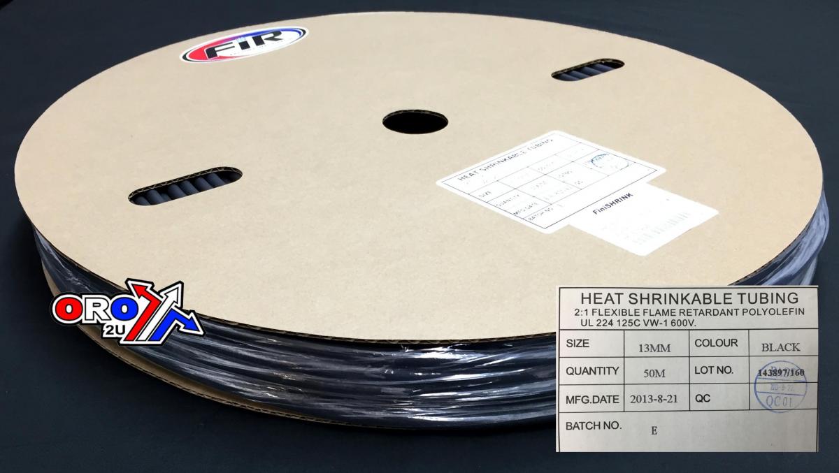 HEAT SHRINK TUBING 13mm x 50MT, BLACK / ID : 13MM, SHRINK RATIO 2:1, UP-12681