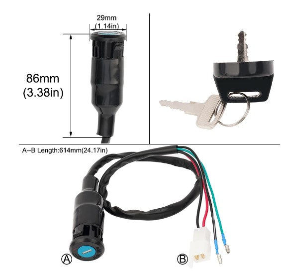 IGNITION KEY SWITCH 85-87 HONDA BIG RED ATC250 35010-HA0-680