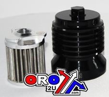 OIL FILTER SPIN ON BLACK, PC RACING S/STEEL PCS4B, BLACK ANODIZED REUSABLE