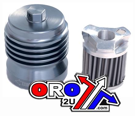 OIL FILTER SPIN ON GUN M GREY, PC RACING S/STEEL PCS5, GUN METAL GREY REUSABLE