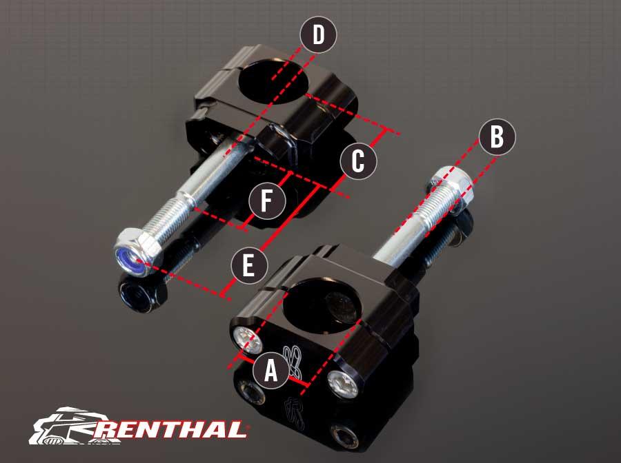 RENTHAL FATBAR 36 BAR MOUNTS, CL059, 36mm Bar Mounts, Kaw 2009-18 / Yam YZ 2017-20