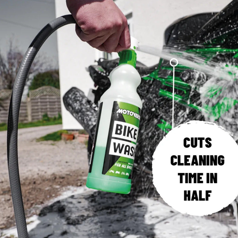 1L Motoverde Concentrated Bike Wash Cleaner Spray + Hose Pipe Mixer Sprayer