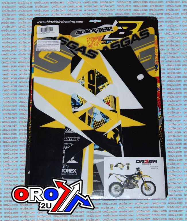 02-06 GASGAS DREAM-3 YELLOW, BLACKBIRD DECAL KIT 2903E/01
