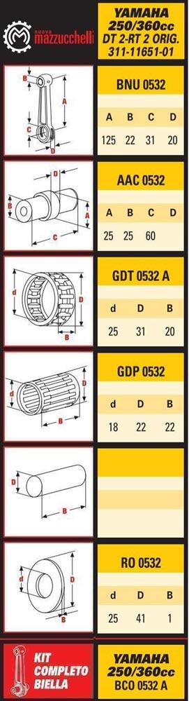 CONNECTING ROD DT250/360, MAZZUCCHELLI BCO0532A, 311-11651-01