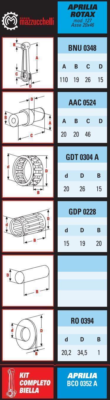 CONNECTING ROD 1985-1987 APRILA 125 ROTAX 127 MAZZUCCHELLI ETX 125 TUAREG 125 BCO0352A