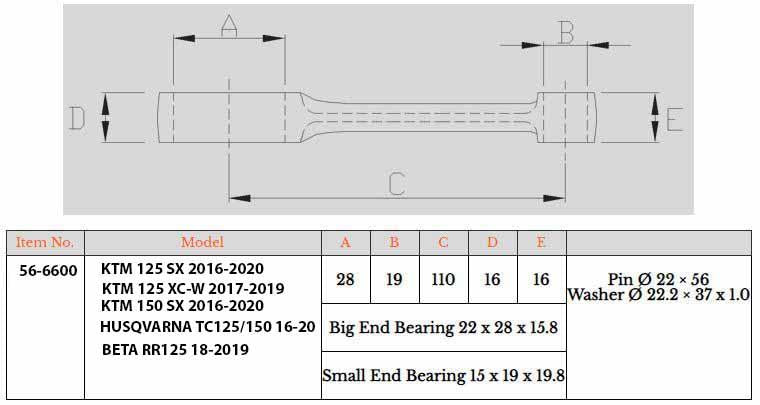 CONNECTING ROD KTM125 16-22, PSYCHIC MX-09613