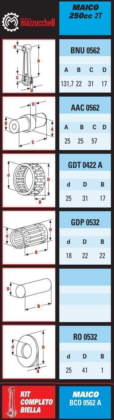 CONNECTING ROD KIT MAICO 250, MAICO 250 79-83 BCO0562A ROTAX BT20