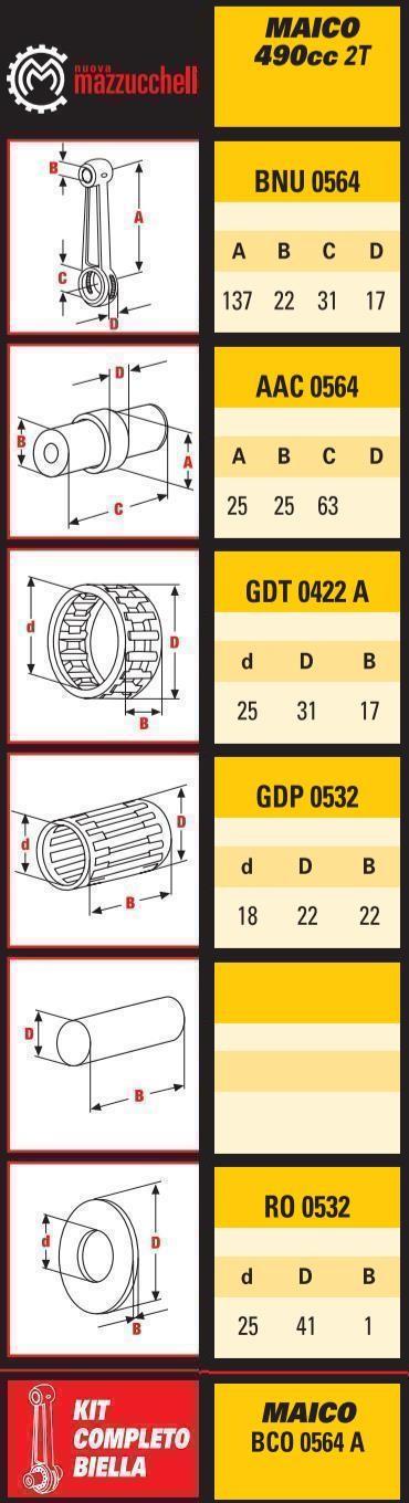 CONNECTING ROD KIT MAICO 440/490 with 63mm Long Pin Made in Italy