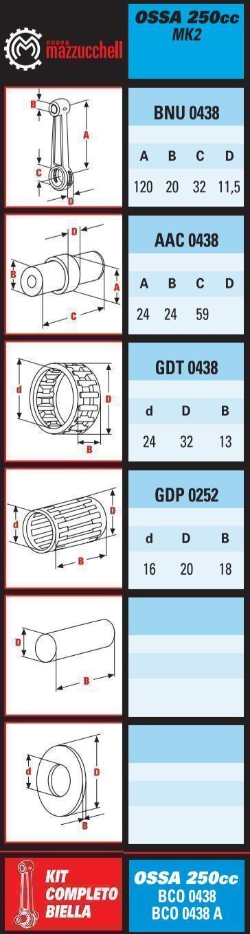 CONNECTING ROD OSSA 24mm PIN CONROD BCO0438