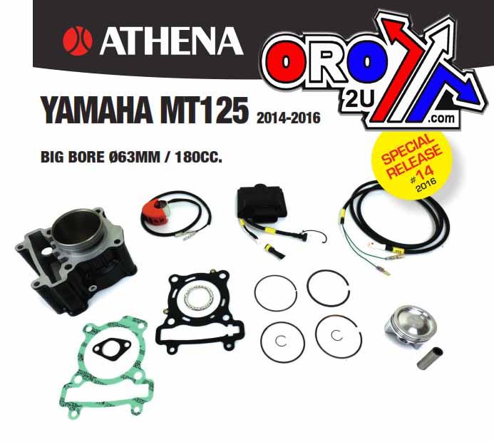 CYLINDER FULL KIT 63MM YAMAHA MT 125 15-16, ATHENA P400485100055 182CC BIG BORE, (Piston and CDI included)
