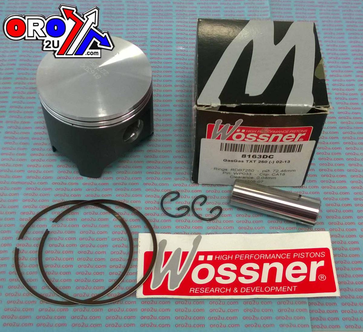 PISTON KIT 01-2020 TXT250 GASGAS, FORGED WOSSNER 8163DA