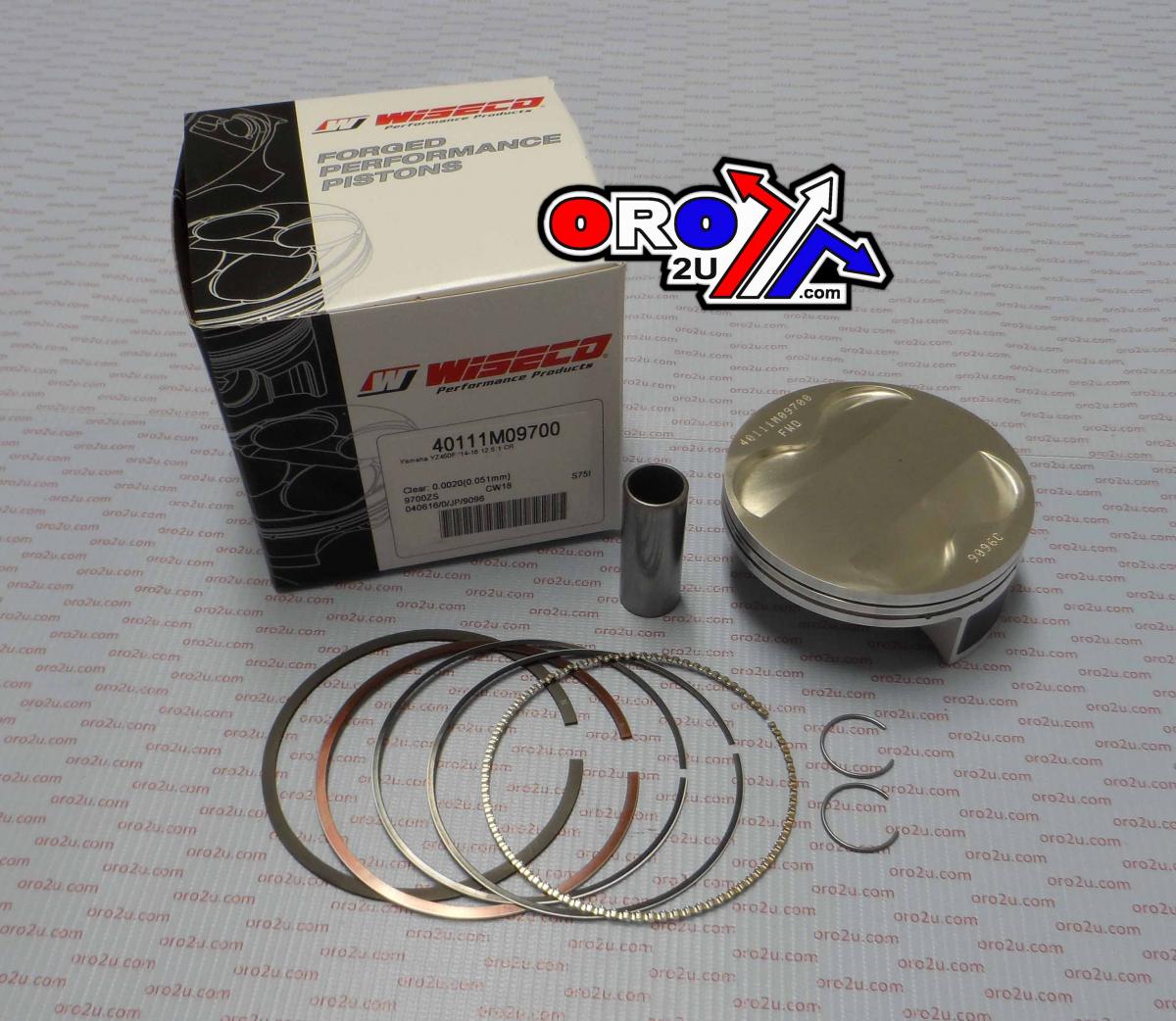PISTON KIT YZF450 14-17 WISECO 97mm, ARMOR GLIDE 97.00 STD COMP 12.5:1, WISECO 40111M09700B 96.95mm