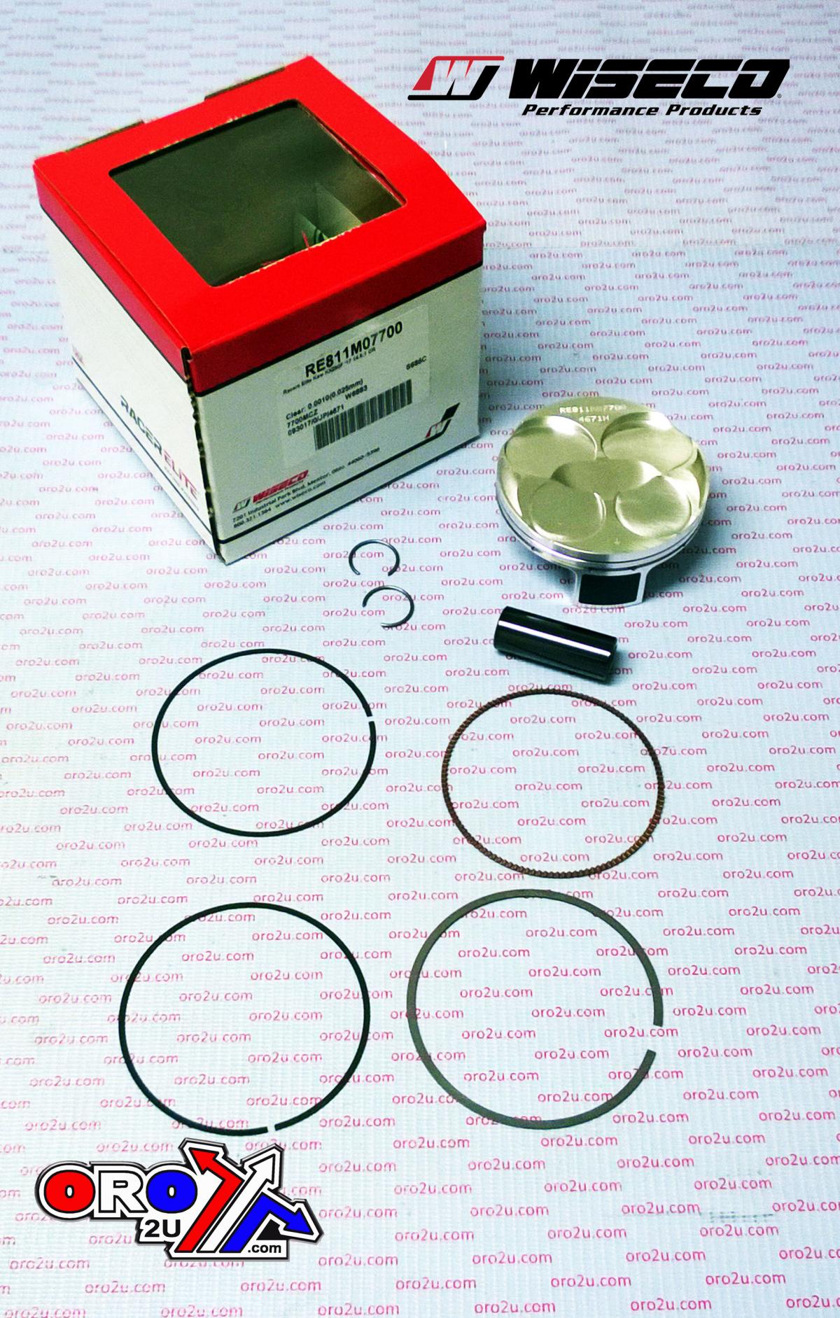 PISTON KIT KX250F 2017-18 14.5:1, WISECO RE811M07700 77mm, RACERS ELITE Asymmetric Skirt