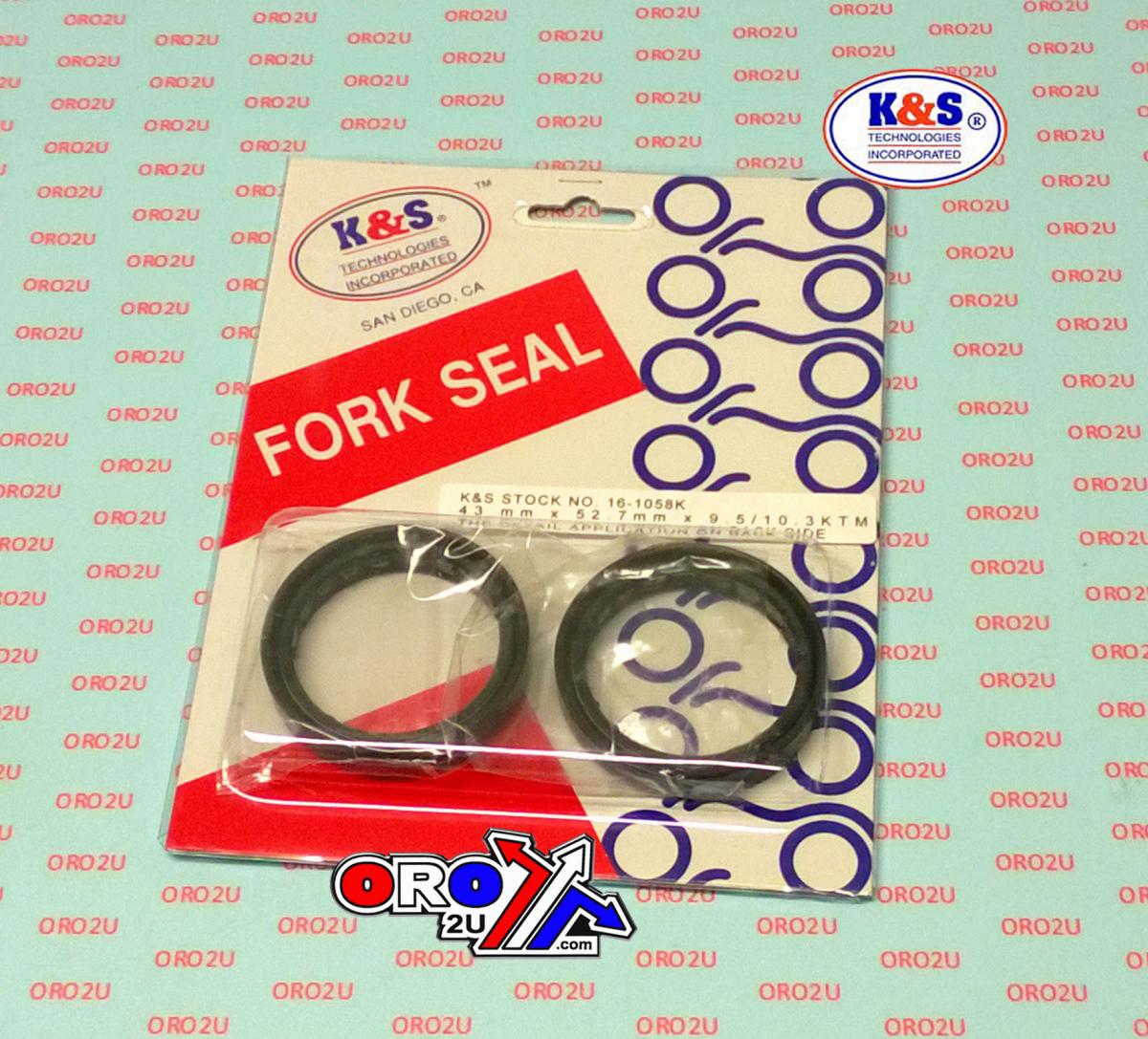 FORK OIL SEAL 43x52.7x9.5/10.3, WHITE POWER 43mm SET, K&S 16-1058K