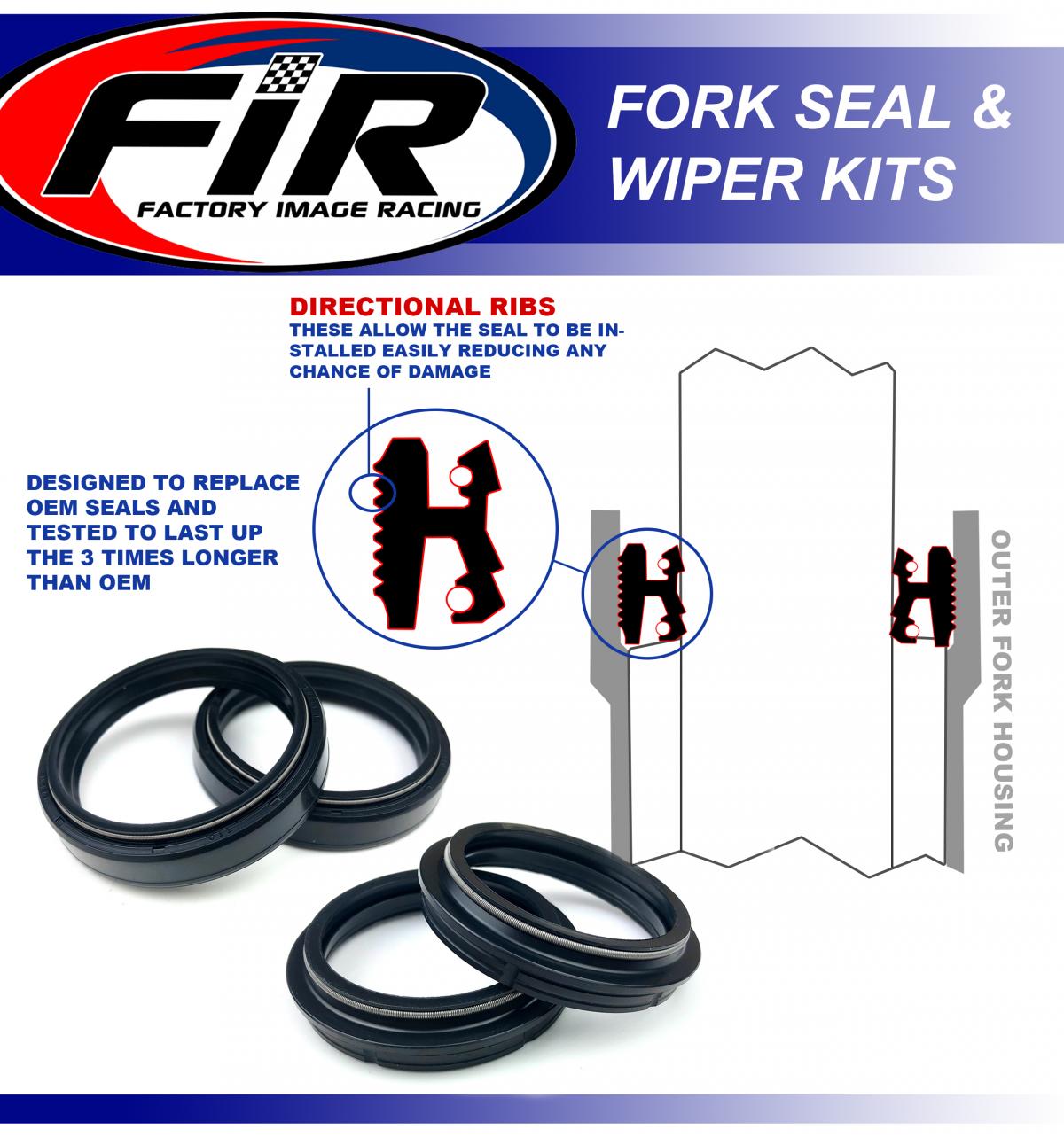 FORK SEAL & WIPER SET-4 BETA/GAS/HON/KAW/KTM/SUZ/YAM/HUSKY, FIR BRAND DIRT