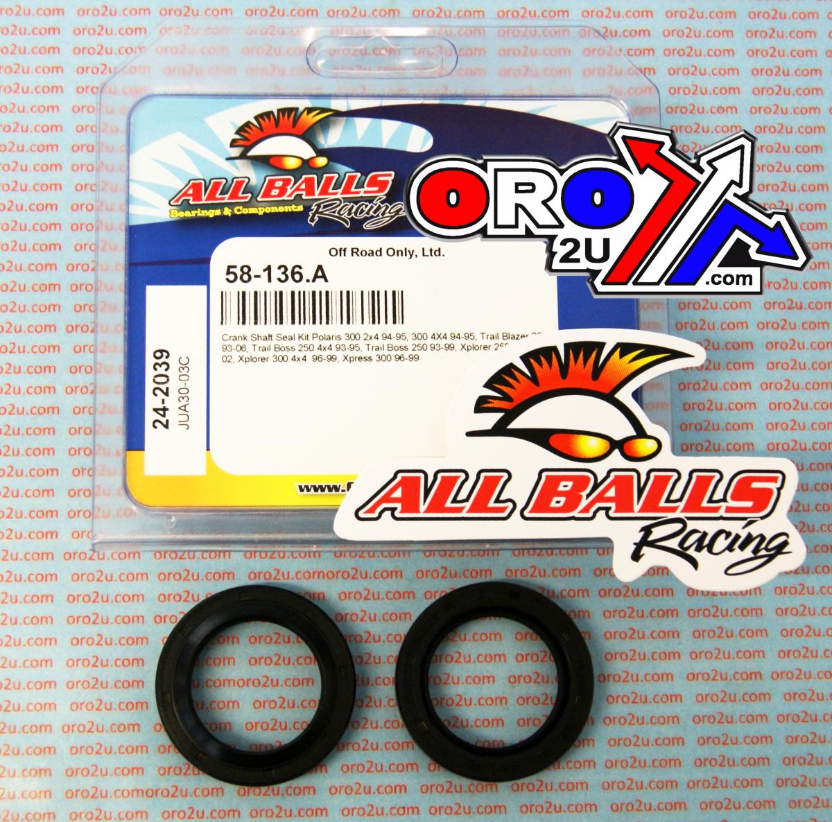 CRANKSHAFT SEAL KIT ALLBALLS, ALLBALLS 24-2039, Polaris 300 2x4 94-95, 300 4x4 94-95, Trail Blazer 250 93-06, Trail Boss 250 2x4 93-99, Trail Boss 2
