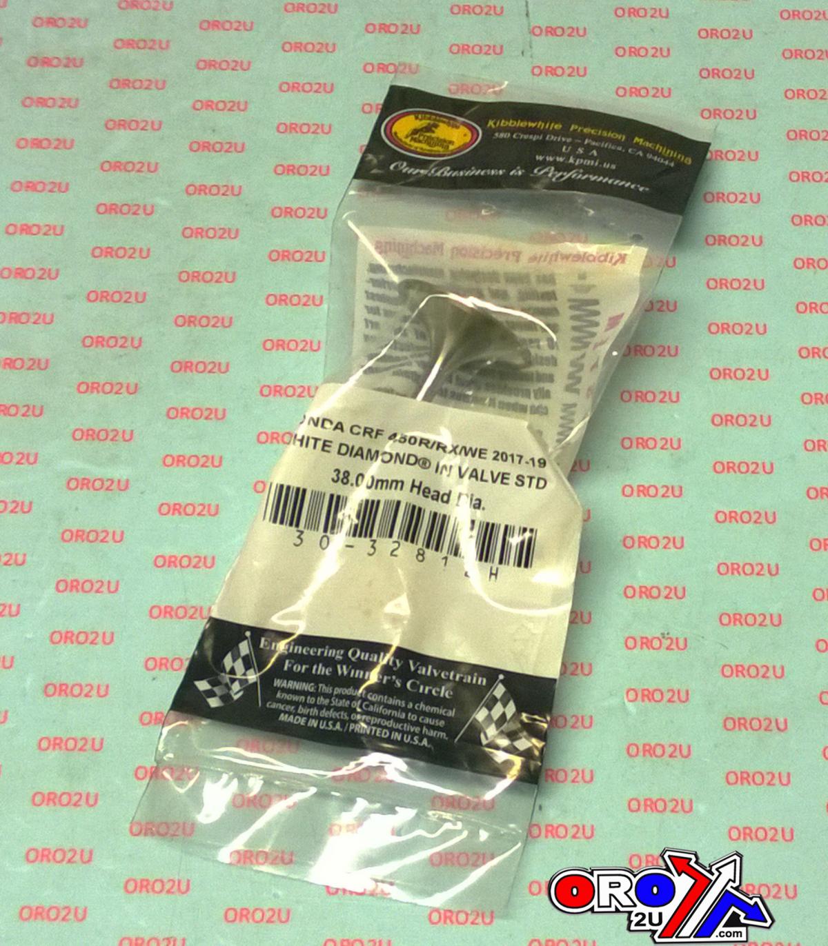 VALVE INTAKE WHITE DIAMOND CRF450R 17-21, KIBBLEWHITE 30-32812H, 14711-MKE-A01
