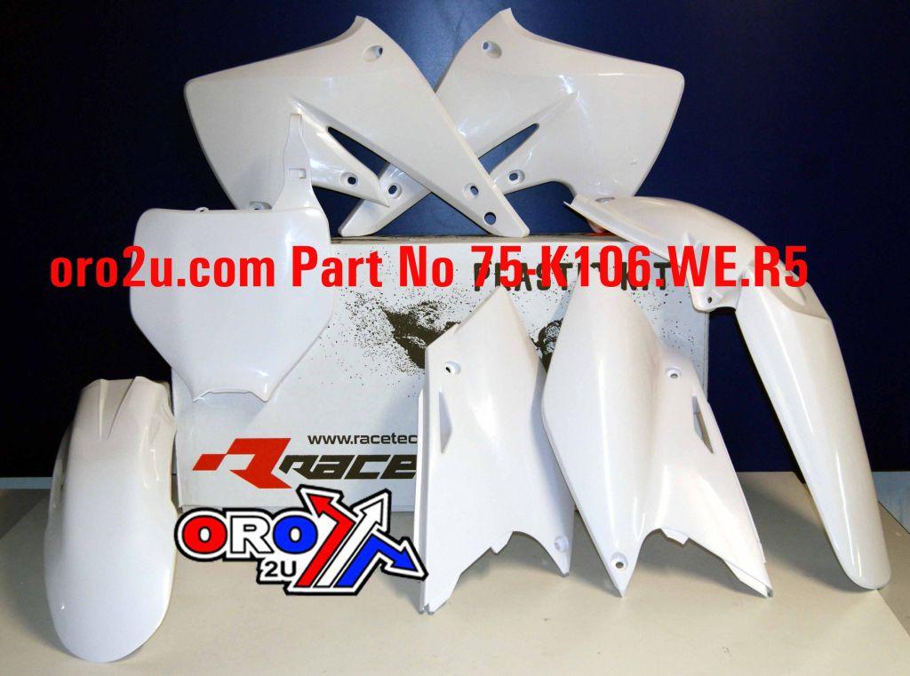 PLASTIC KIT/5 04-05 KXF250 WE, WHITE RTECH R-KITKXF-BN0-504