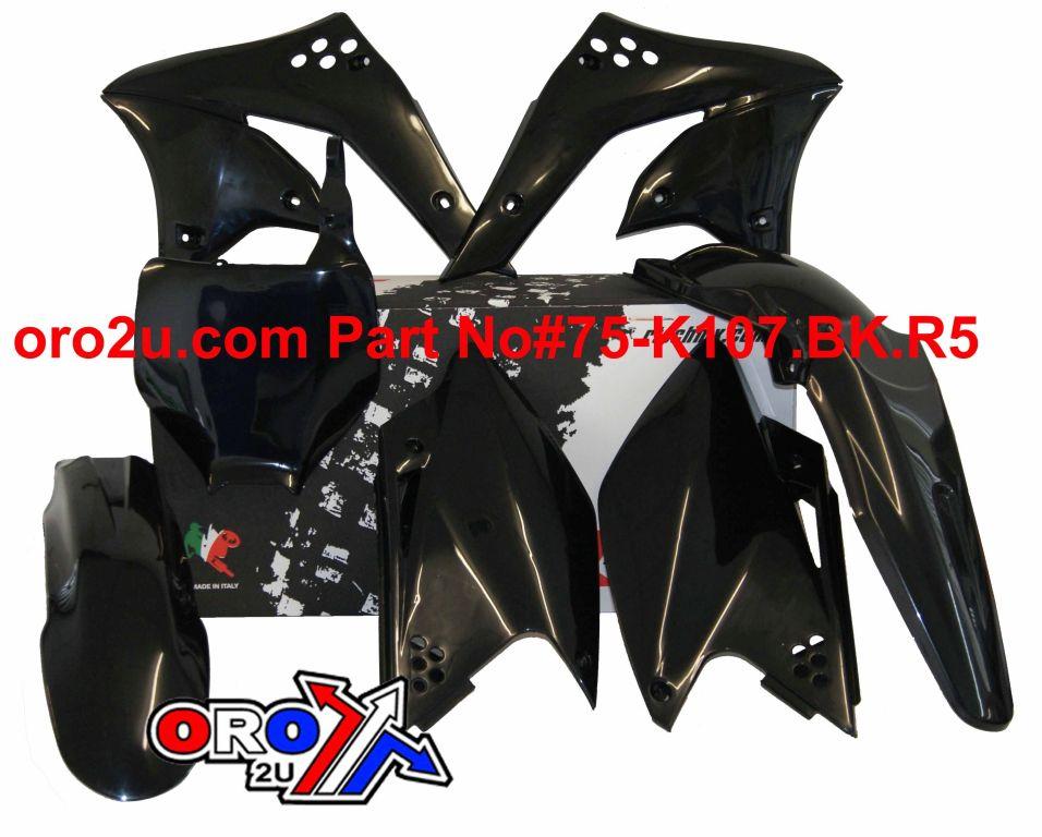 PLASTIC KIT/5 06-08 KXF250, BLACK RTECH R-KITKXF-NR0-505