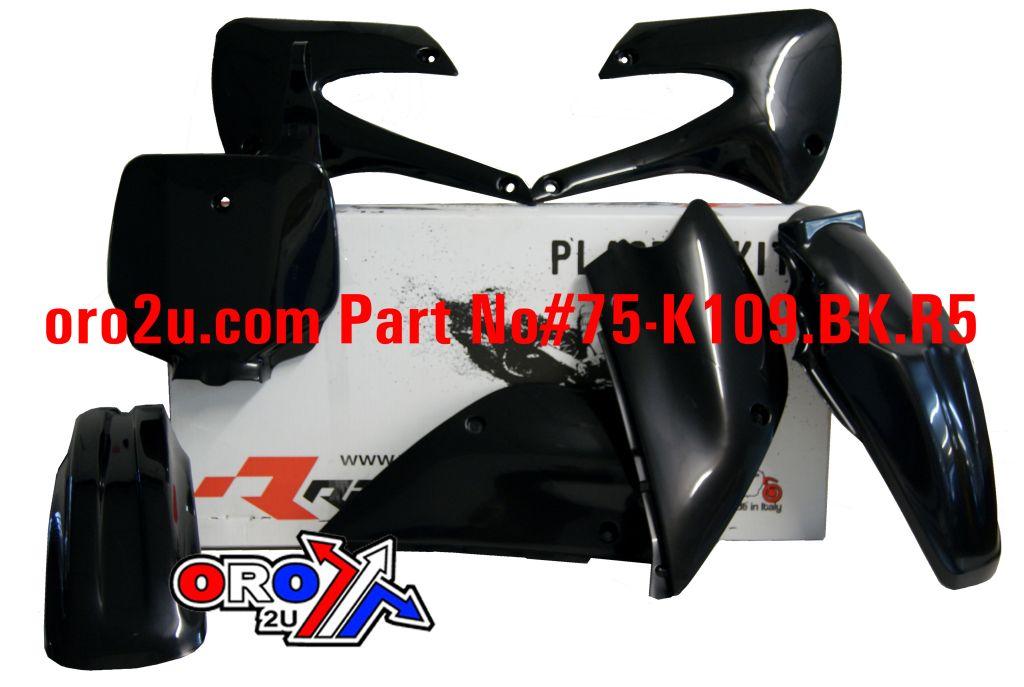 PLASTIC KIT/5 98-13 KX85 BLACK, RTECH R-KITKX0-NR0-507