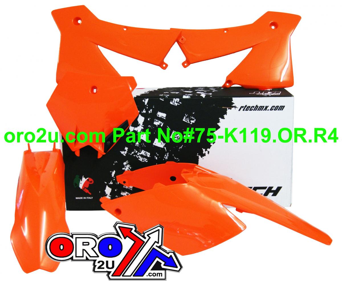 PLASTIC KIT/4 04 KTM125-525, RTECH R-KITKTM-AR0-503