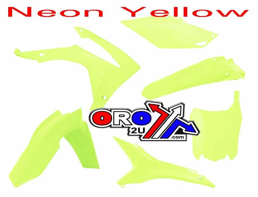 PLASTIC KIT/6 13-16 CRF250 450, RTECH R-KITCRF-GF0-517, NEON YELLOW