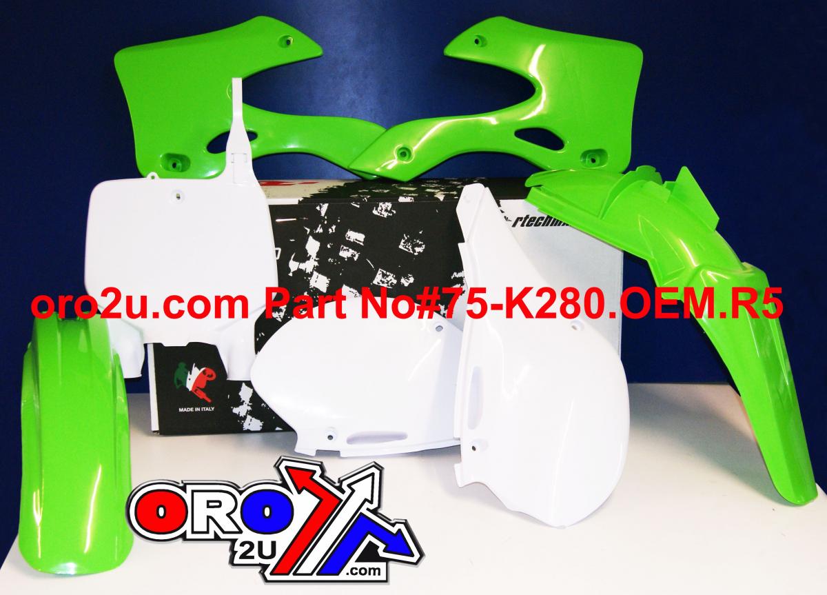 PLASTIC KIT/5 99-02 KX125/250, OEM RTECH R-KITKX0-OEM-501