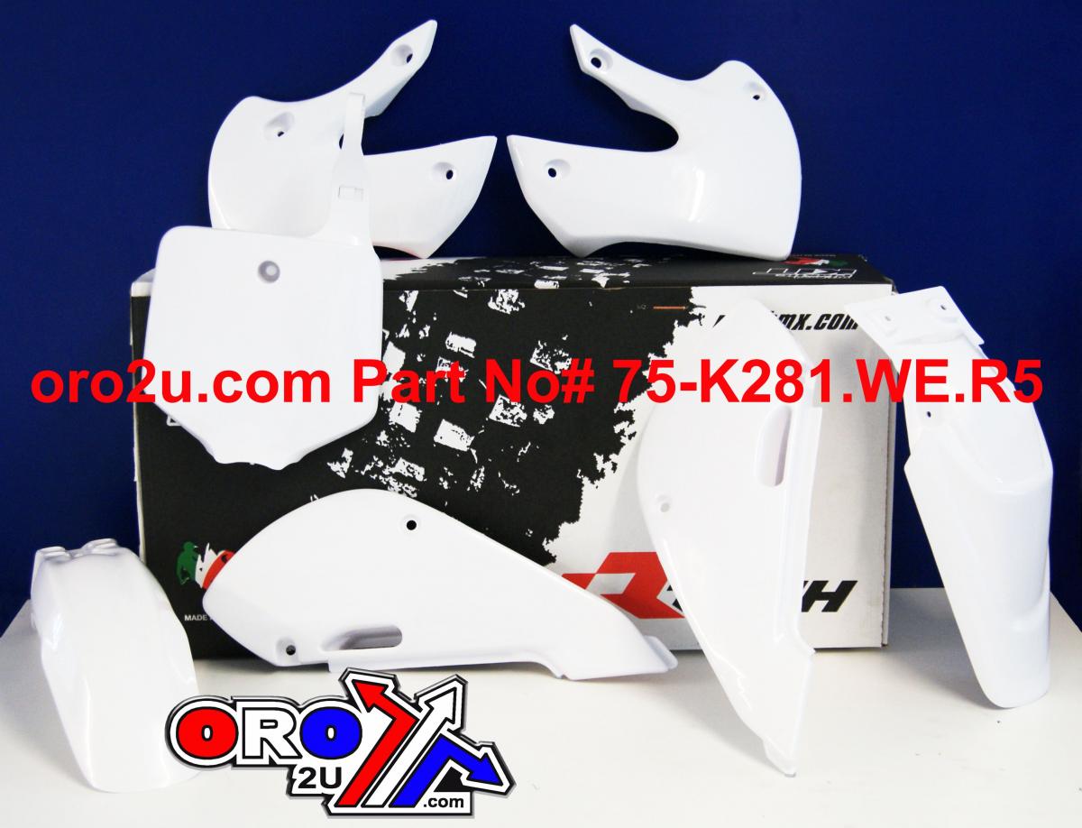 PLASTIC KIT/5 02-10 KLX110, WHITE RTECH R-KITKLX-BN0-511