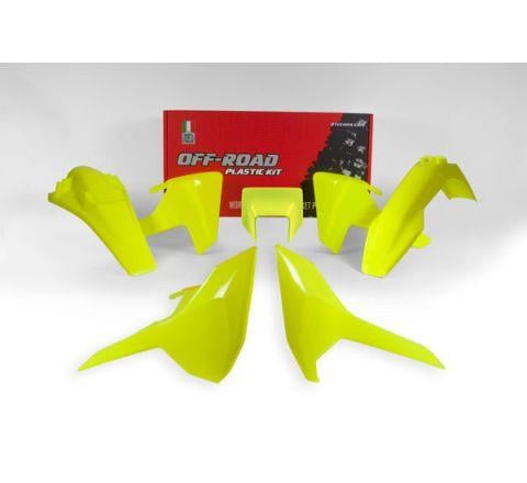 PLASTIC KIT ENDURO 17-18 HUSKY TE/FE/TX, 5 PIECE ,COLOUR NEON YELLOW, RTECH R-KITHSQ-GF0-517