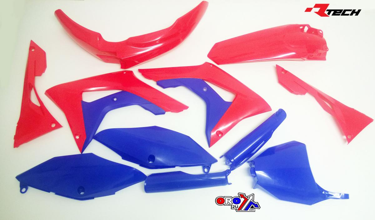 PLASTIC KIT B/R CRF250R 19-21 / CRF450R 19-20, RED AND BLUE P/KIT RTECH, R-KITCRF-RSB-519