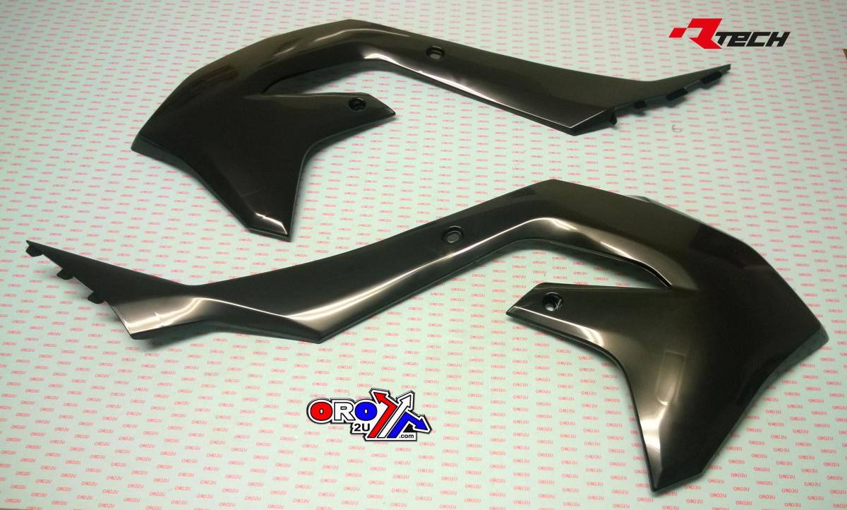 RADIATOR SCOOPS 2019-23 KX450F BLACK, RTECH R-CVKXFNR0019
