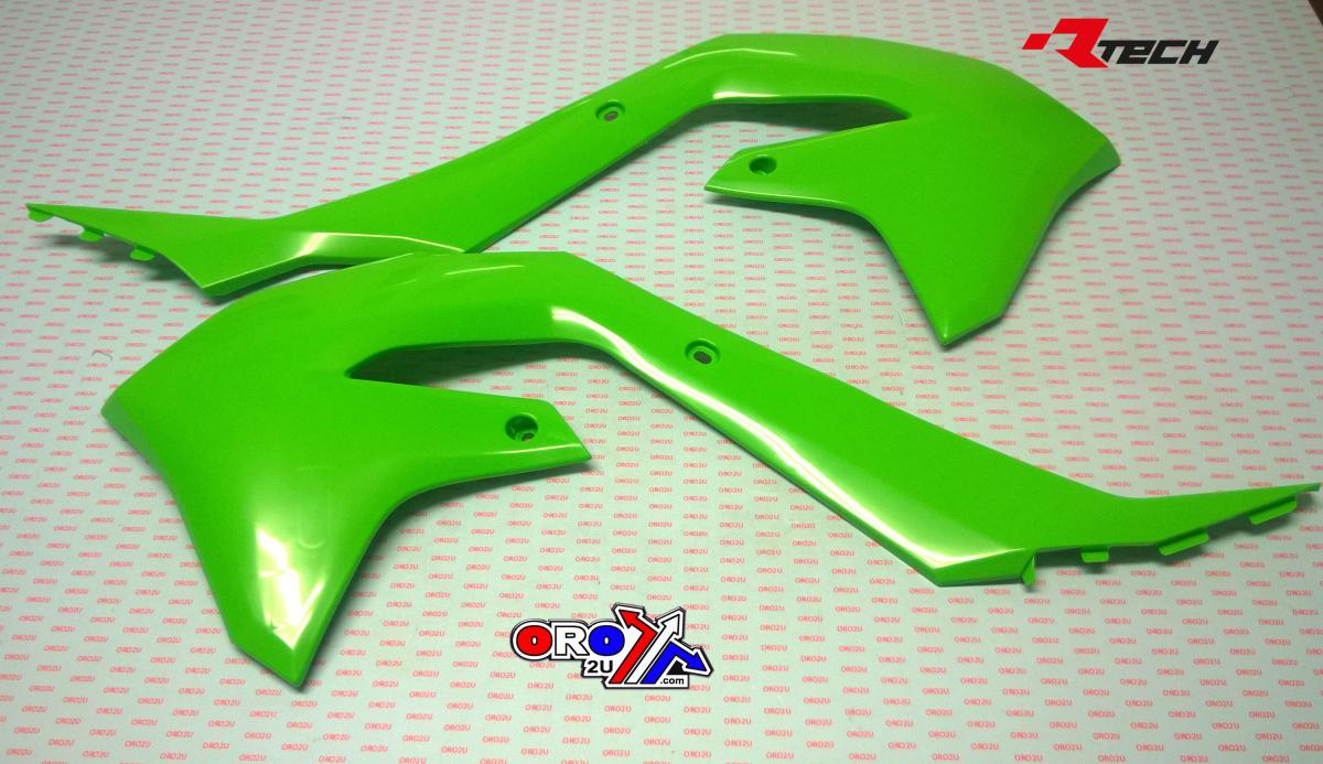 RADIATOR SCOOPS 2019-23 KX450F NEON GREEN, RTECH R-CVKXFVF0019
