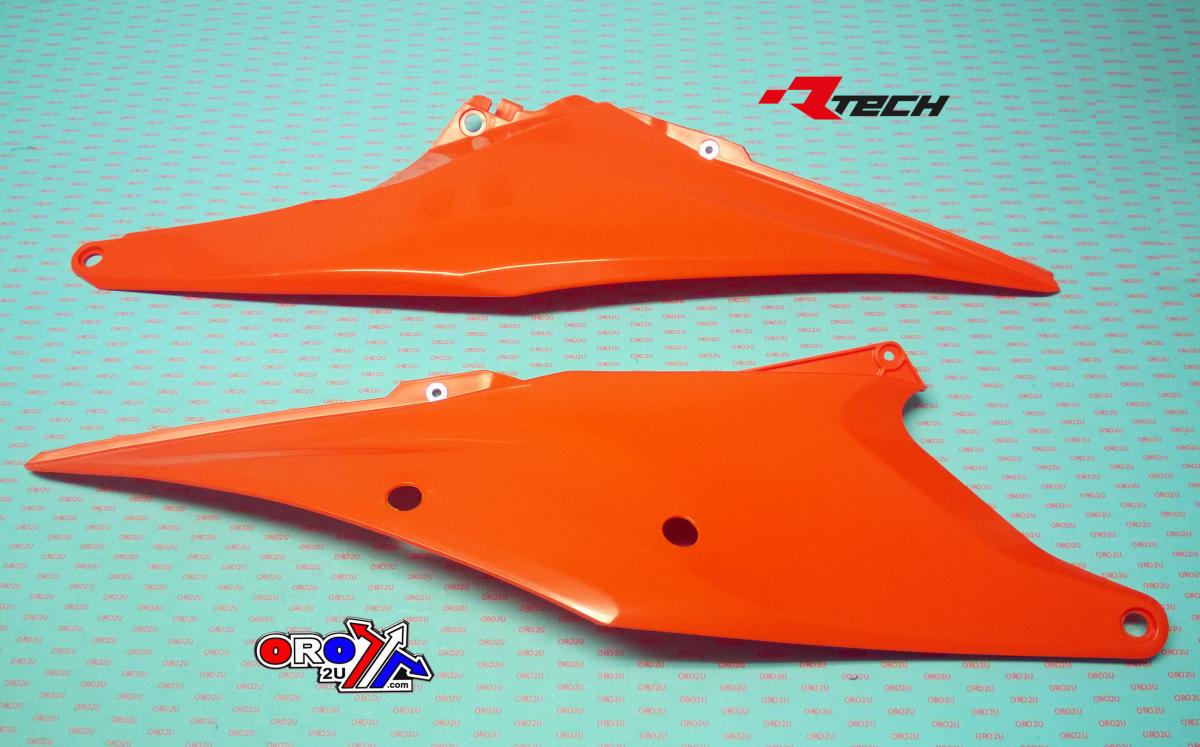 SIDE PANELS 2019-22 KTM SX/SX-F, ORANGE, RTECH R-FIKTMAR0019, EXC/EXC-F/XC-W/XCF-W 2020 OEM COLOUR