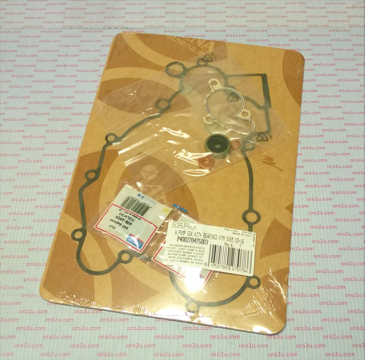 WATER PUMP GASKET KIT SX/XC/TC 85/105 03-17, ATHENA P400270475003 KTM/HUSKY WITH BEARING