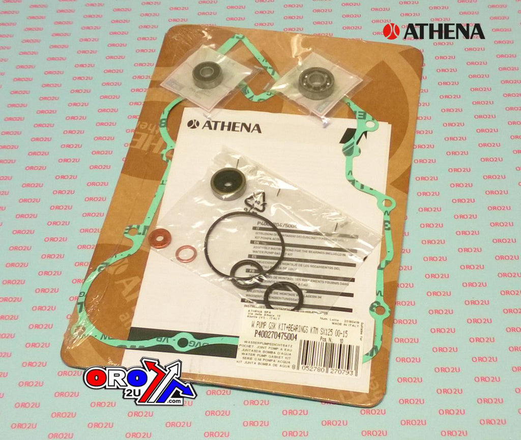 WATER PUMP GASKET KIT SX/XC/TE/TC 125/150 98-16, ATHENA P400270475004 KTM/HUSKY WITH BEARING