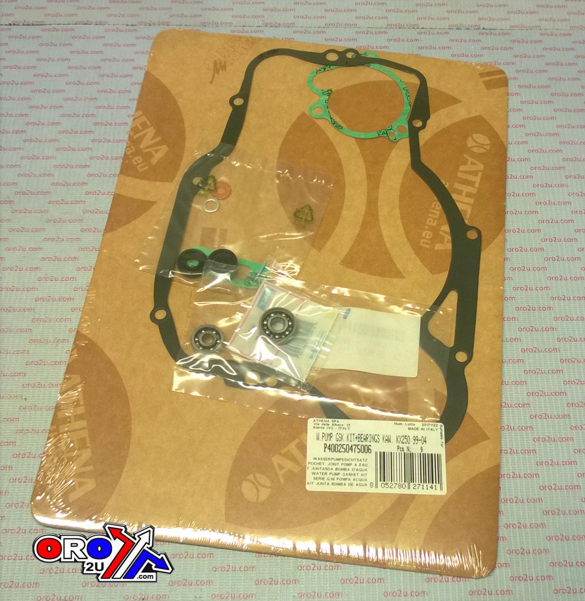 WATER PUMP GASKET KIT KX 250 99-04, ATHENA P400250475006 KAWASAKI WITH BEARING