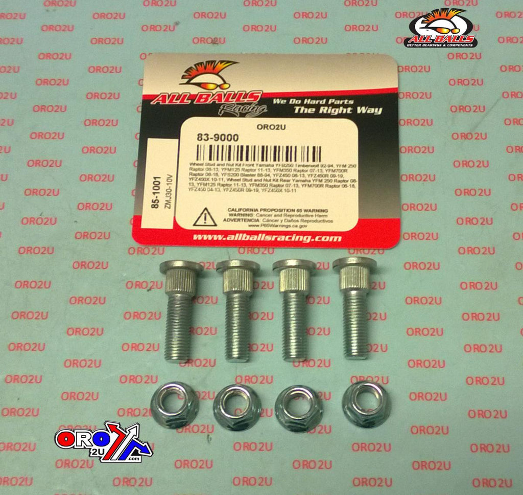WHEEL STUD AND NUT KIT YAMAHA ALLBALLS 85-1001