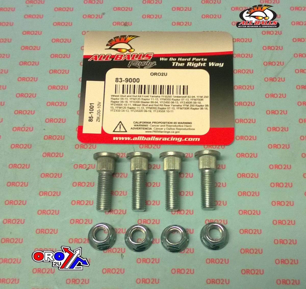 WHEEL STUD AND NUT KIT YAMAHA ALLBALLS 85-1001