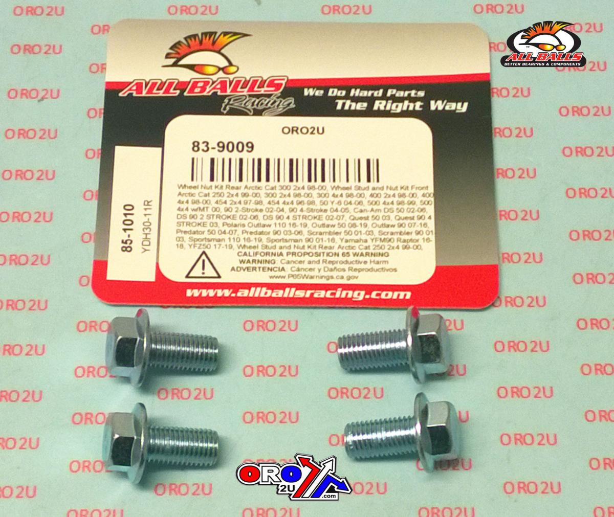 Wheel Stud and Nut Kit, ALLBALLS 85-1010