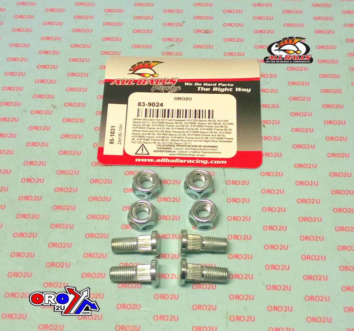 Wheel Stud and Nut Kit, ALLBALLS 85-1031
